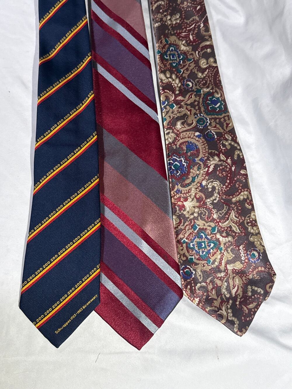 Essex Row Mens Neckties Lot of 3 Striped Paisley Burgundy Navy Dress Ties